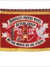 The front page of the greetings card of the banner of the Barnsley Miners Wives Action Group  showing the front of the banner.