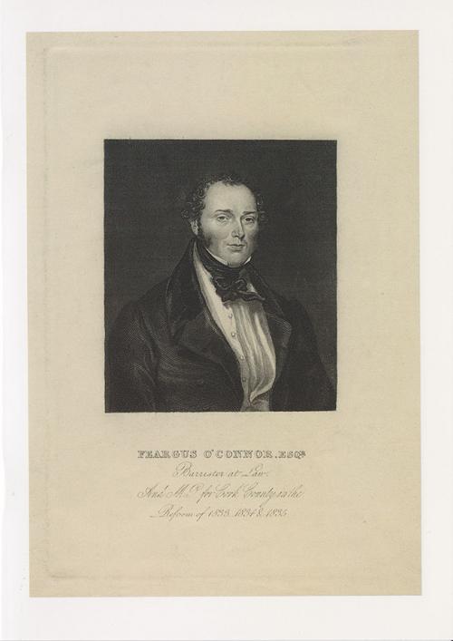Greetings card of engraving of Feargus O'Connor.