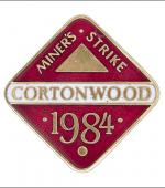 Greetings card of the enamel badge of Cortonwood Branch of the Yorkshire Area of the NUM.