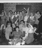 The greetings card showing a group of women who ran the kitchen and cafe at the Colliery Club enjoying themselves at the Christmas party in 1984.