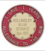 Greetings card of the enamel badge for members of Kellingley Branch of the Yorkshire Area of the NUM who maintained allegience throughout the 1984 to 1985 miners' strike.